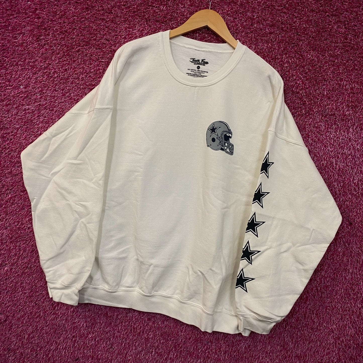 Junk Food Dallas Cowboys Star Sleeve Helmet Logo Crewneck Sweatshirt 2XL
