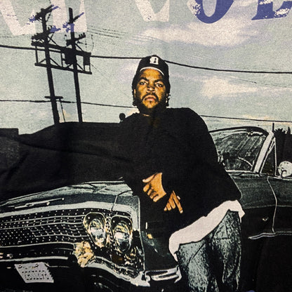 Ice Cube West Coast Good Day Portrait Acid Wash Blue Graphic T-Shirt Large