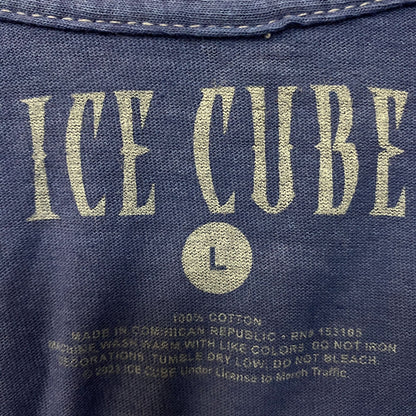 Ice Cube West Coast Good Day Portrait Acid Wash Blue Graphic T-Shirt Large