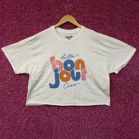 Junk Food Clothing Bonjour Ciao Crop Graphic Tee Large