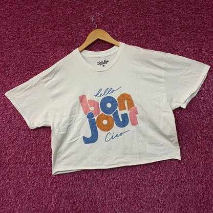 Junk Food Clothing Bonjour Ciao Crop Graphic Tee Large