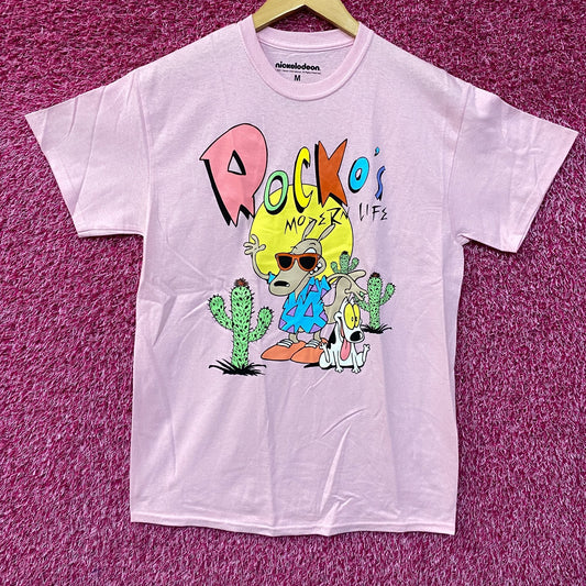 Nickelodeon Rocko's Moder Life Animated Series Cartoon Graphic Pink T-Shirt Medium