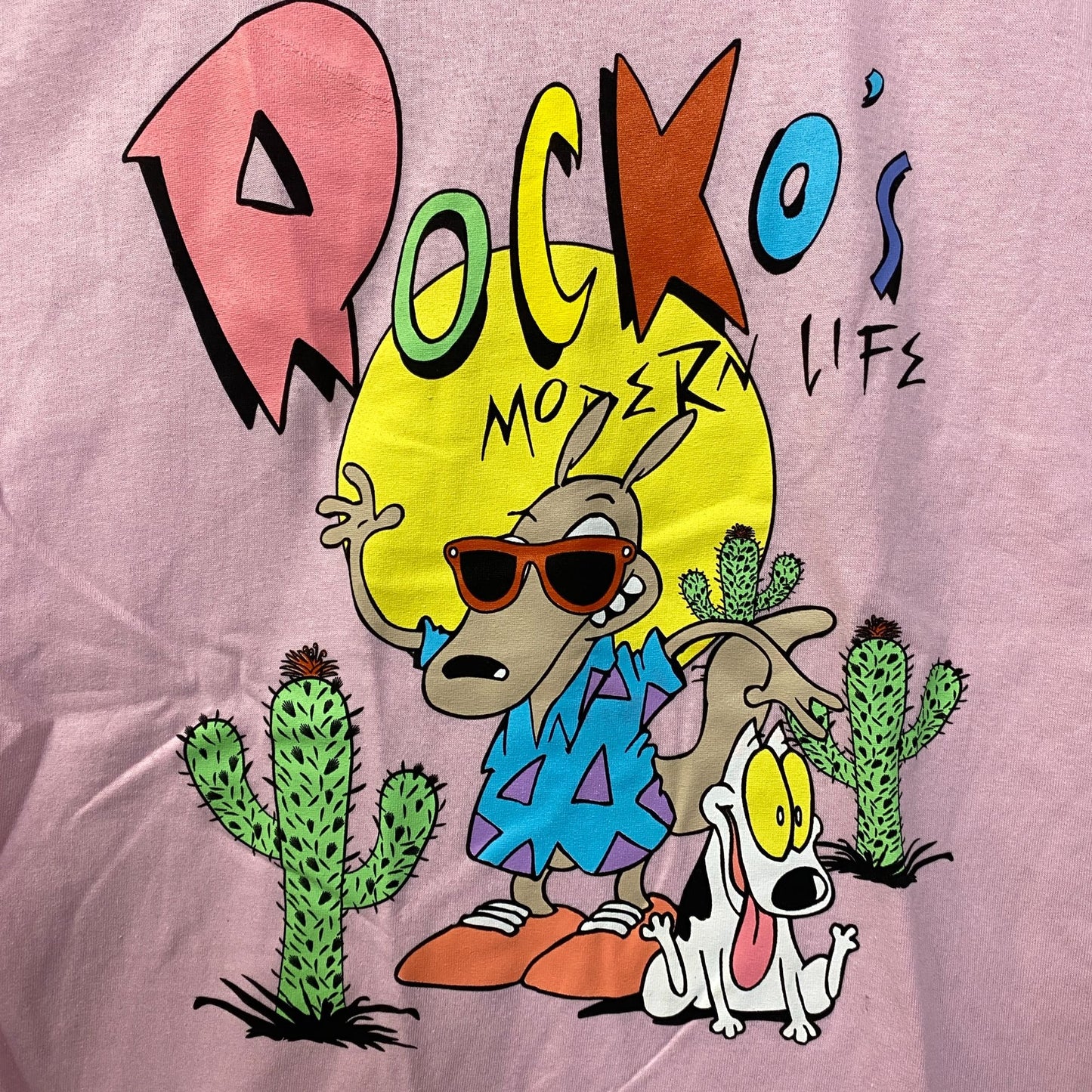 Nickelodeon Rocko's Moder Life Animated Series Cartoon Graphic Pink T-Shirt Medium