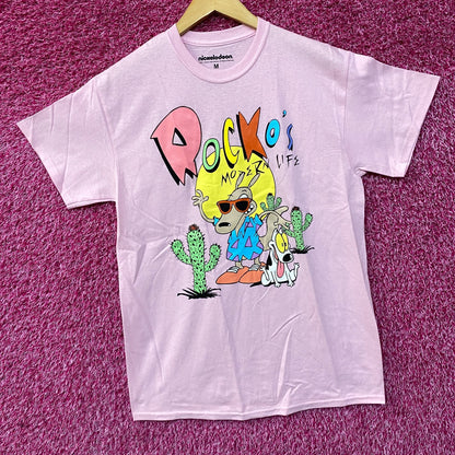 Nickelodeon Rocko's Moder Life Animated Series Cartoon Graphic Pink T-Shirt Medium