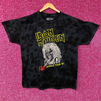 Iron Maiden Killer World Tour '81 Black Tie-Dye T-Shirt Medium