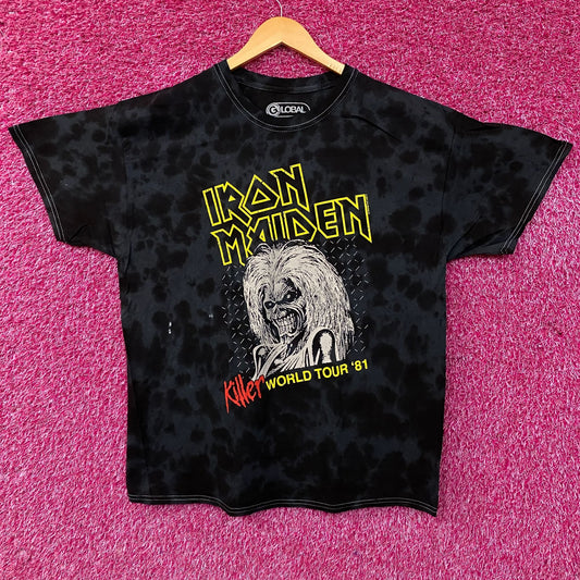 Iron Maiden Killer World Tour '81 Black Tie-Dye T-Shirt Medium