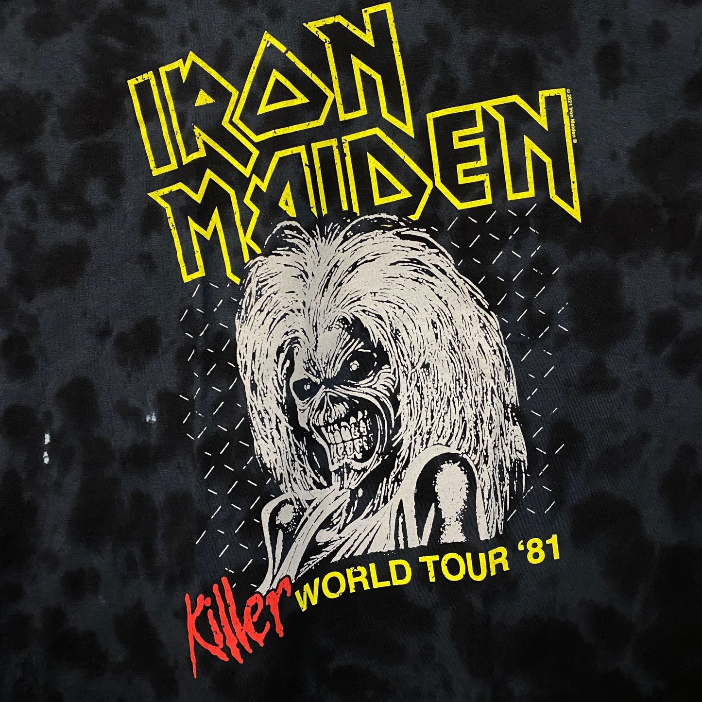 Iron Maiden Killer World Tour '81 Black Tie-Dye T-Shirt Medium