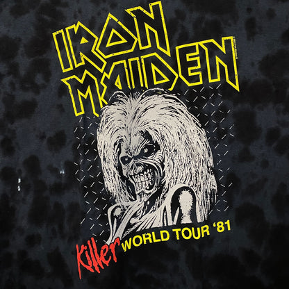 Iron Maiden Killer World Tour '81 Black Tie-Dye T-Shirt Medium