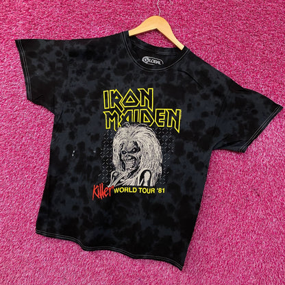 Iron Maiden Killer World Tour '81 Black Tie-Dye T-Shirt Medium
