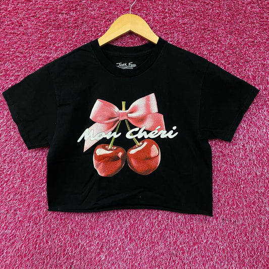 Junk Food Clothing Mon Cheri Vintage Style Graphic Crop Tee XS