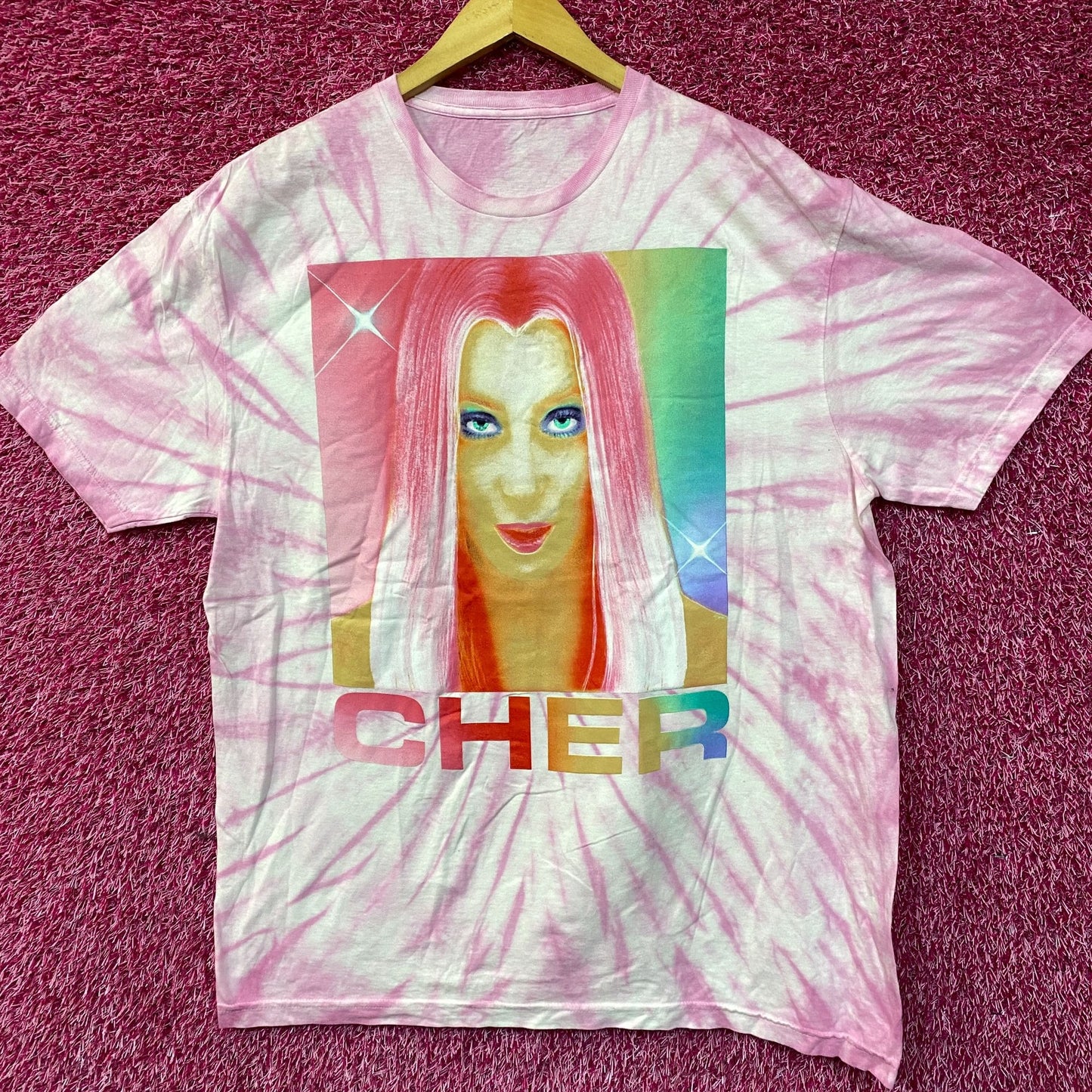 Cher Rock & Pop Pink Tie Dye Oversized T-Shirt Medium