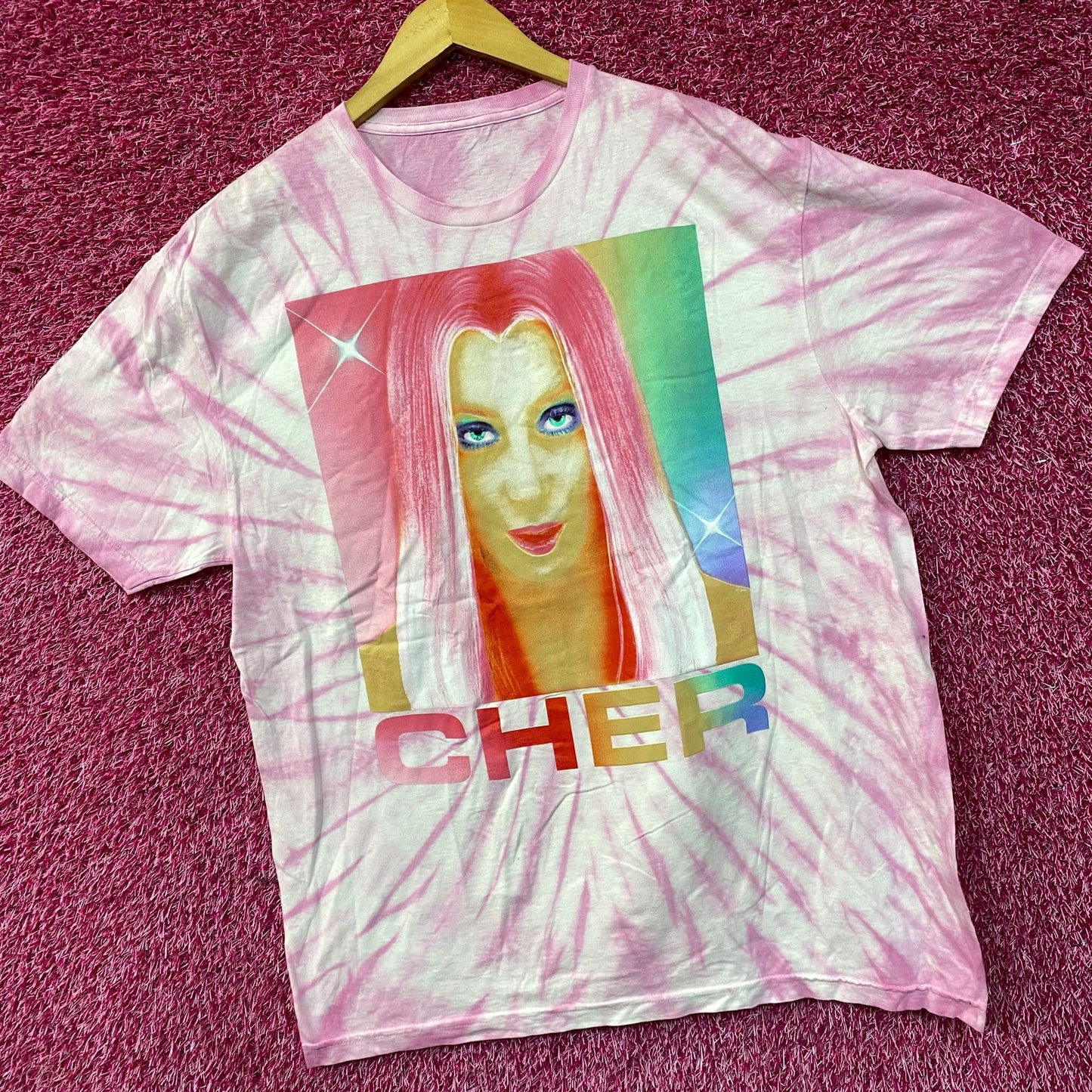 Cher Rock & Pop Pink Tie Dye Oversized T-Shirt Medium