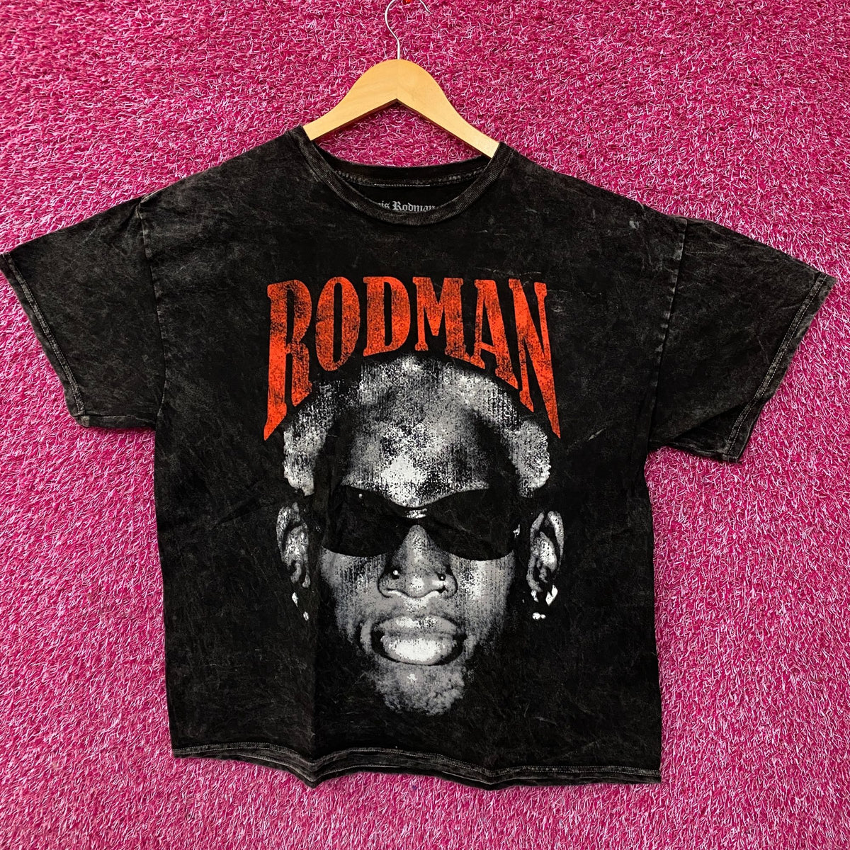Dennis Rodman Big Face Graphic Mineral Wash Tshirt size Medium