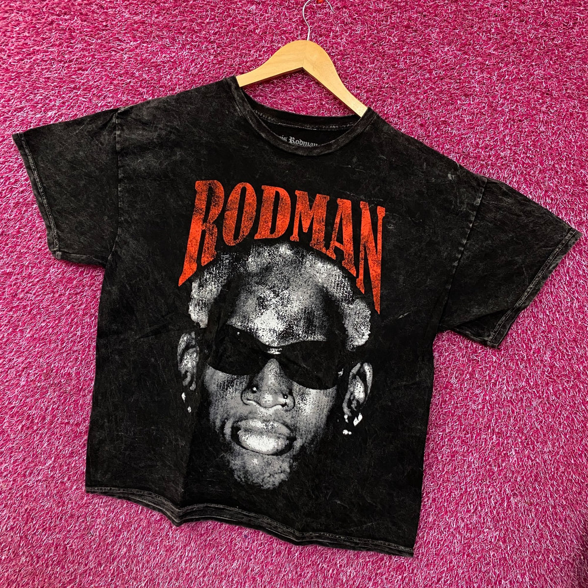 Dennis Rodman Big Face Graphic Mineral Wash Tshirt size Medium