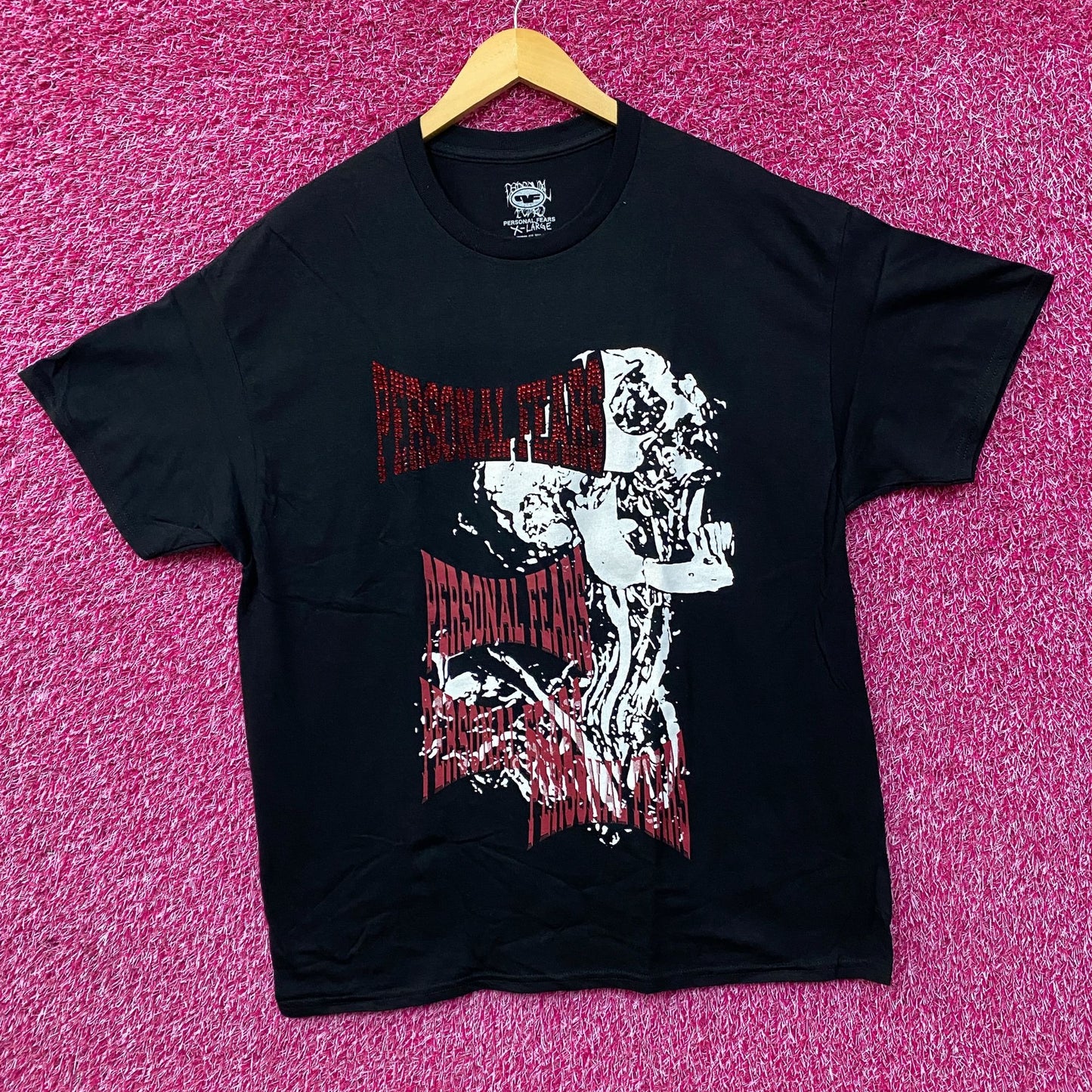 Personal Fears Fighter With Rhinestone Black T-Shirt XL