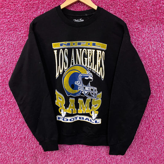 Junk Food Clothing Los Angeles Rams NFL Helmet Logo Crewneck Sweater Small