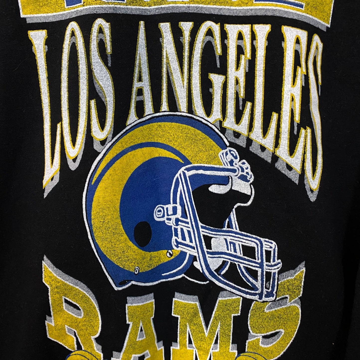 Junk Food Clothing Los Angeles Rams NFL Helmet Logo Crewneck Sweater Small