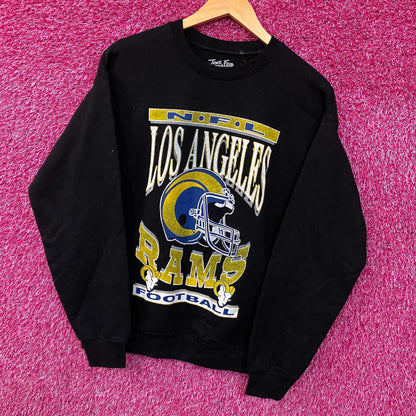 Junk Food Clothing Los Angeles Rams NFL Helmet Logo Crewneck Sweater Small