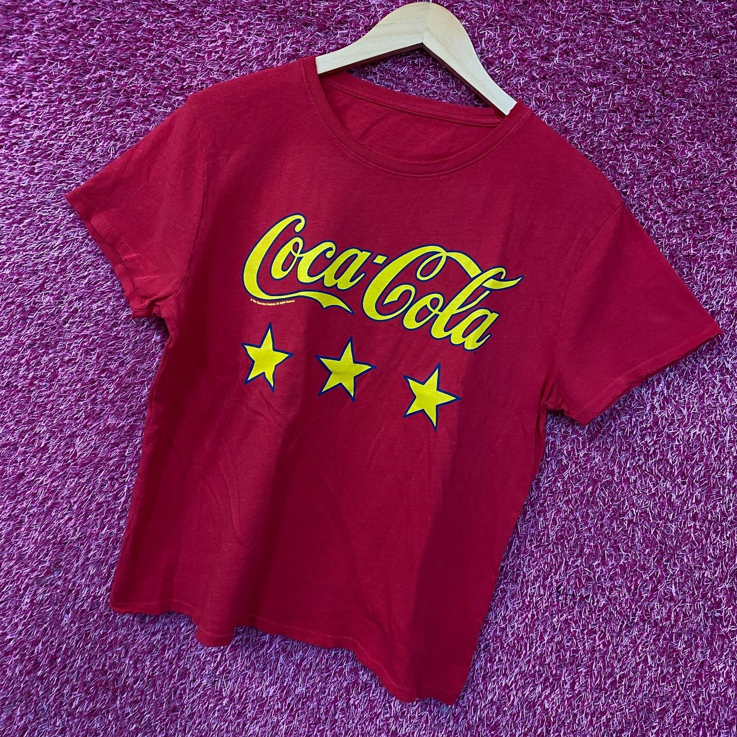 Coca-Cola Retro Style Trademark Logo Star Graphic T-Shirt Small