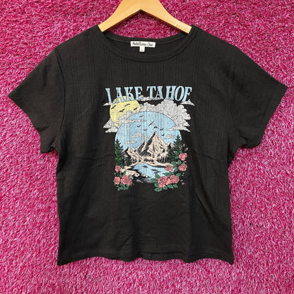 Rebellious One Lake Tahoe Ribbed Graphic Women's Crop Top Large