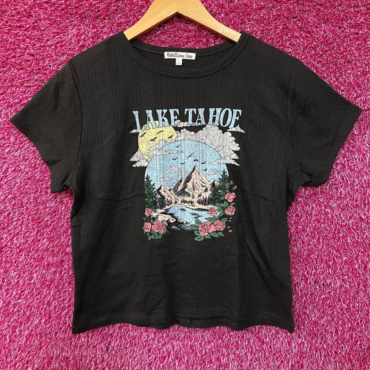 Rebellious One Lake Tahoe Ribbed Graphic Women's Crop Top Large