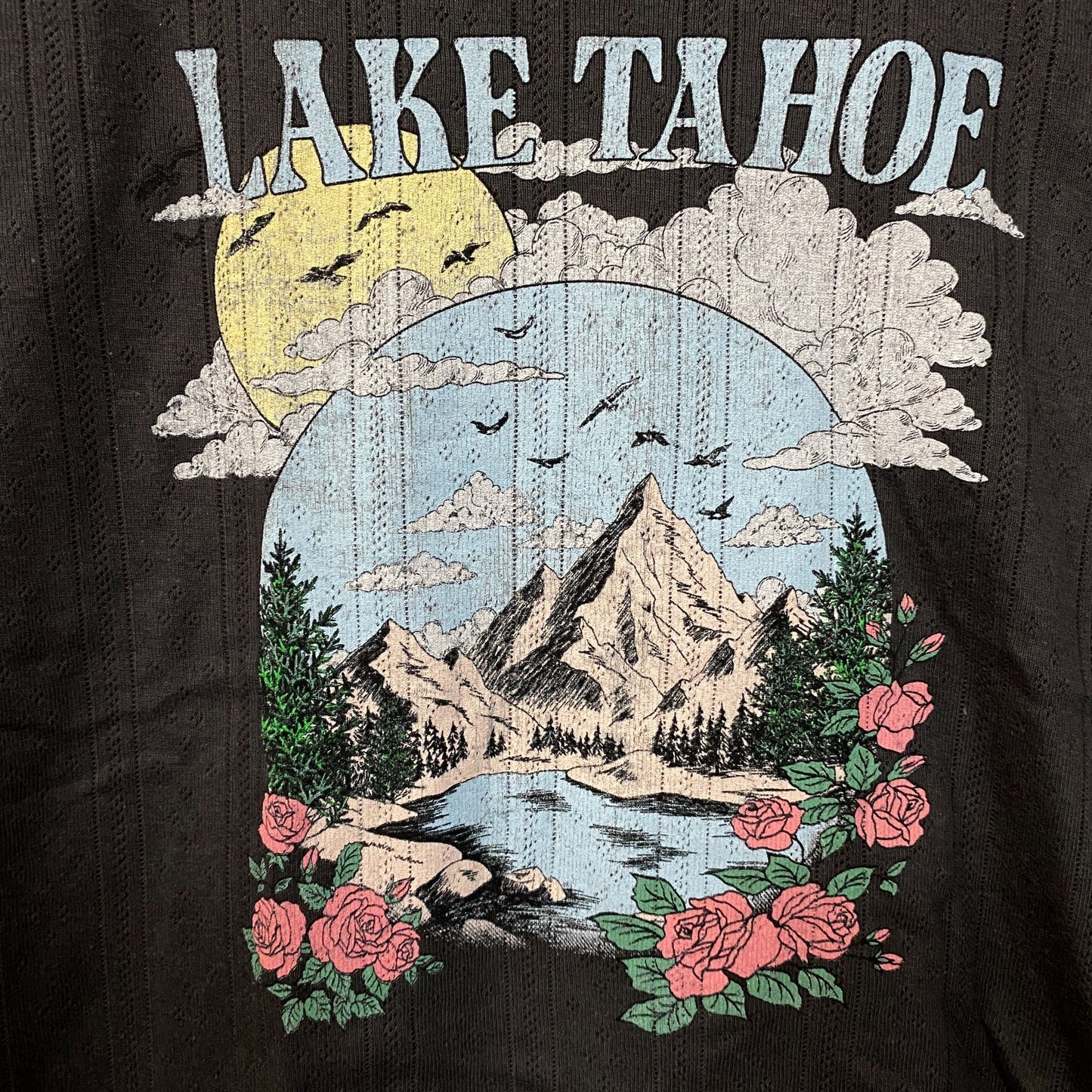 Rebellious One Lake Tahoe Ribbed Graphic Women's Crop Top Large