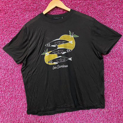 Junk Food Women's Les Sardines Vintage Style Tissue Tee Large