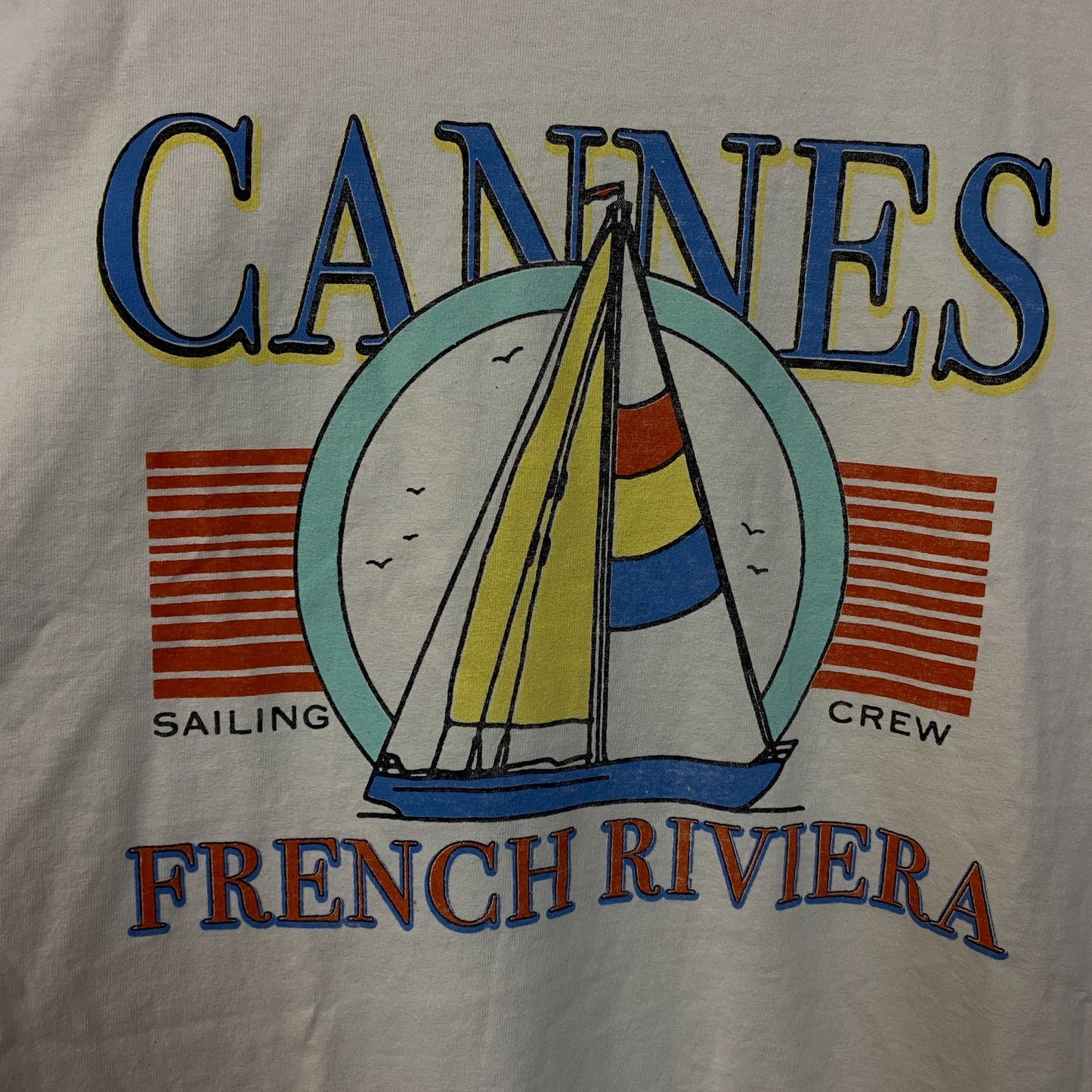 Junk Food Clothing Cannes Sailing Crew French Riviera Retro Style T-Shirt Large