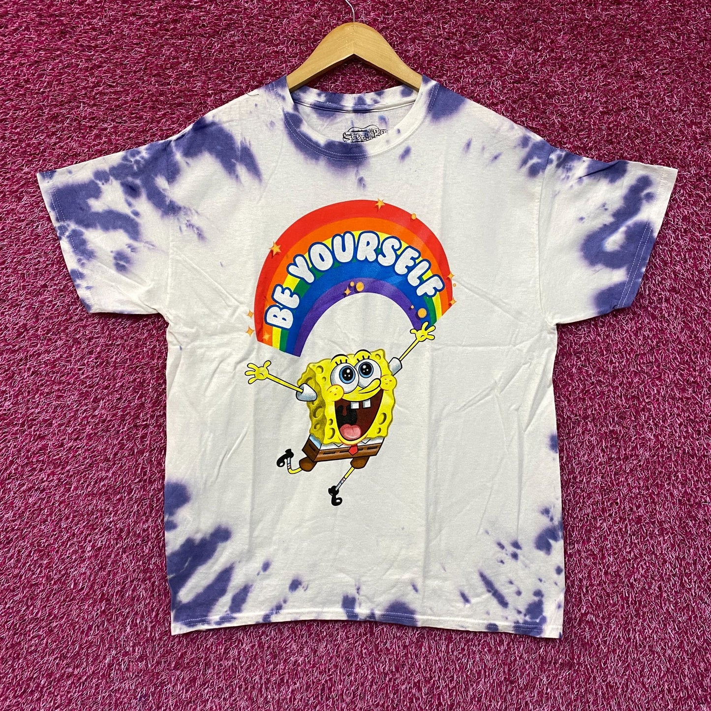 SpongeBob SquarePants Be Yourself Nickelodeon Tie Dye Tee L