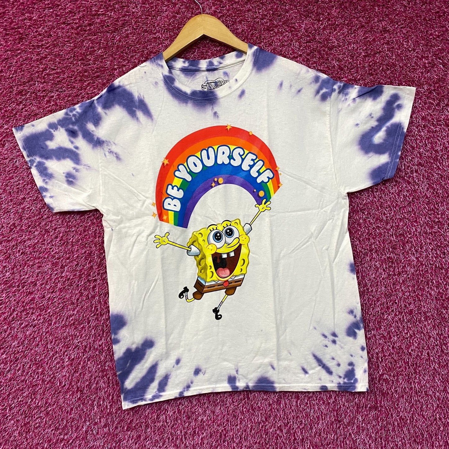 SpongeBob SquarePants Be Yourself Nickelodeon Tie Dye Tee L