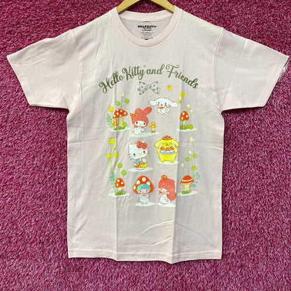 Sanrio Hello Kitty and Friends Mushroom Boyfriend Fit Girls Pink T-Shirt Large