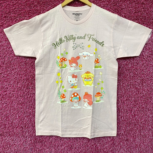 Sanrio Hello Kitty and Friends Mushroom Boyfriend Fit Girls Pink T-Shirt Large