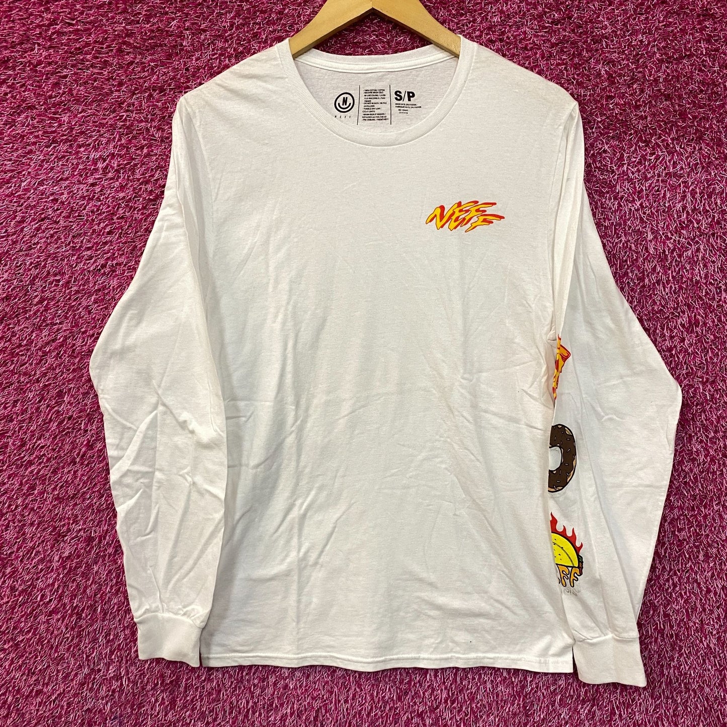 Neff Long Sleeve Donuts Graphic Design T-shirt Small