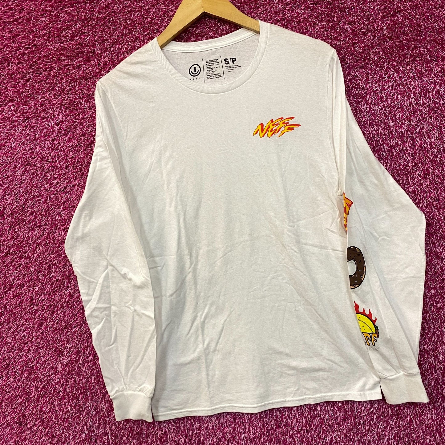 Neff Long Sleeve Donuts Graphic Design T-shirt Small