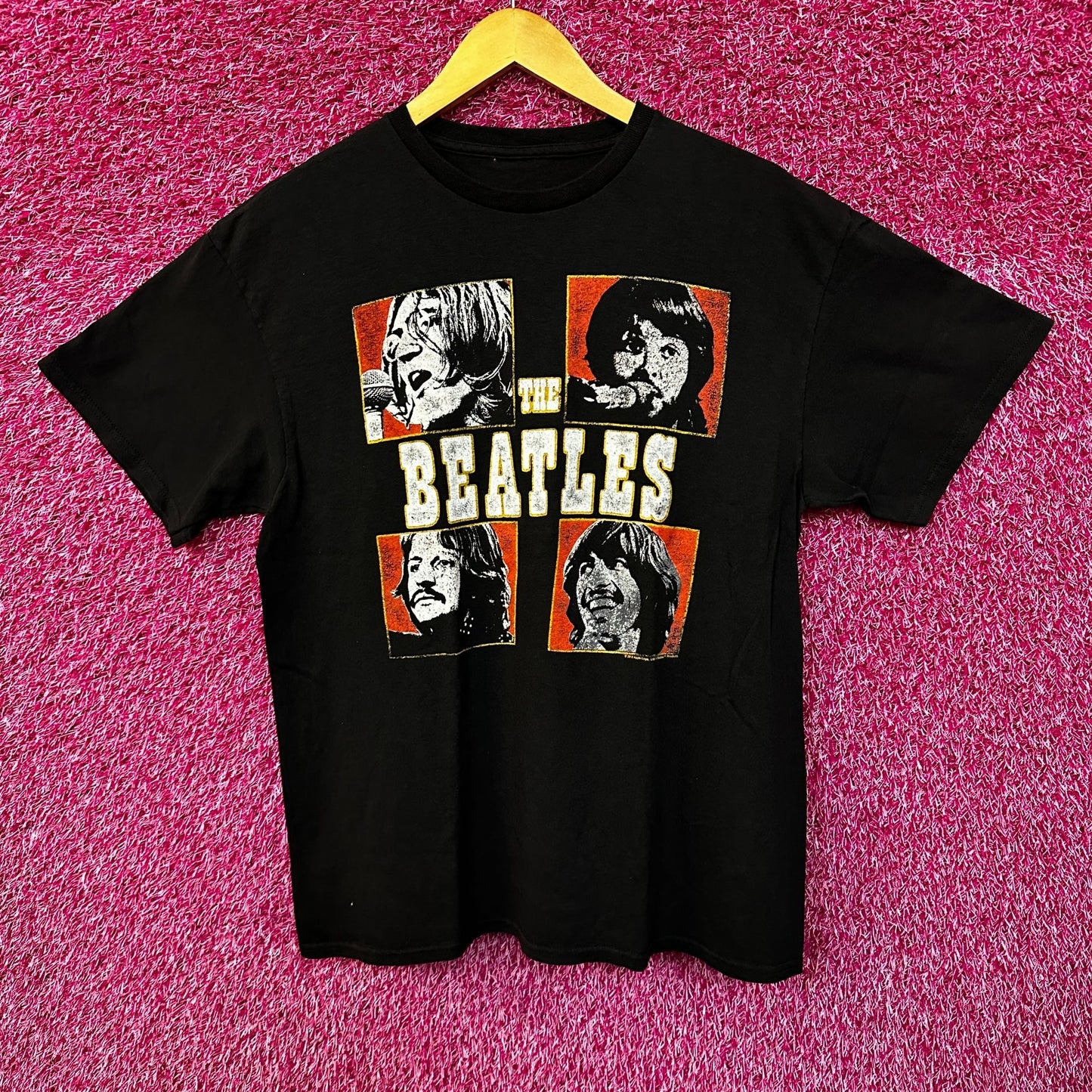 The Beatles Let It Bee Black Distressed Tshirt size Medium