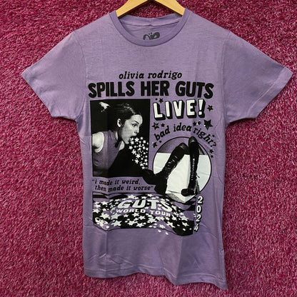 Olivia Rodrigo "Spills Her Guts LIVE!" Graphic T-shirt Small