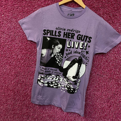 Olivia Rodrigo "Spills Her Guts LIVE!" Graphic T-shirt Small