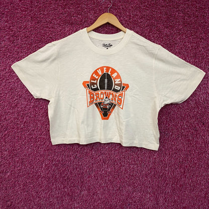 Junk Food Clothing Women's NFL Cleveland Browns Mock Neck Crop Tee 2XL