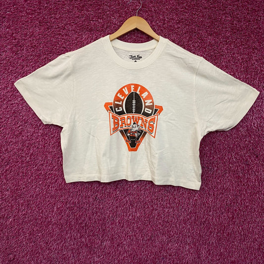 Junk Food Clothing Women's NFL Cleveland Browns Mock Neck Crop Tee 2XL