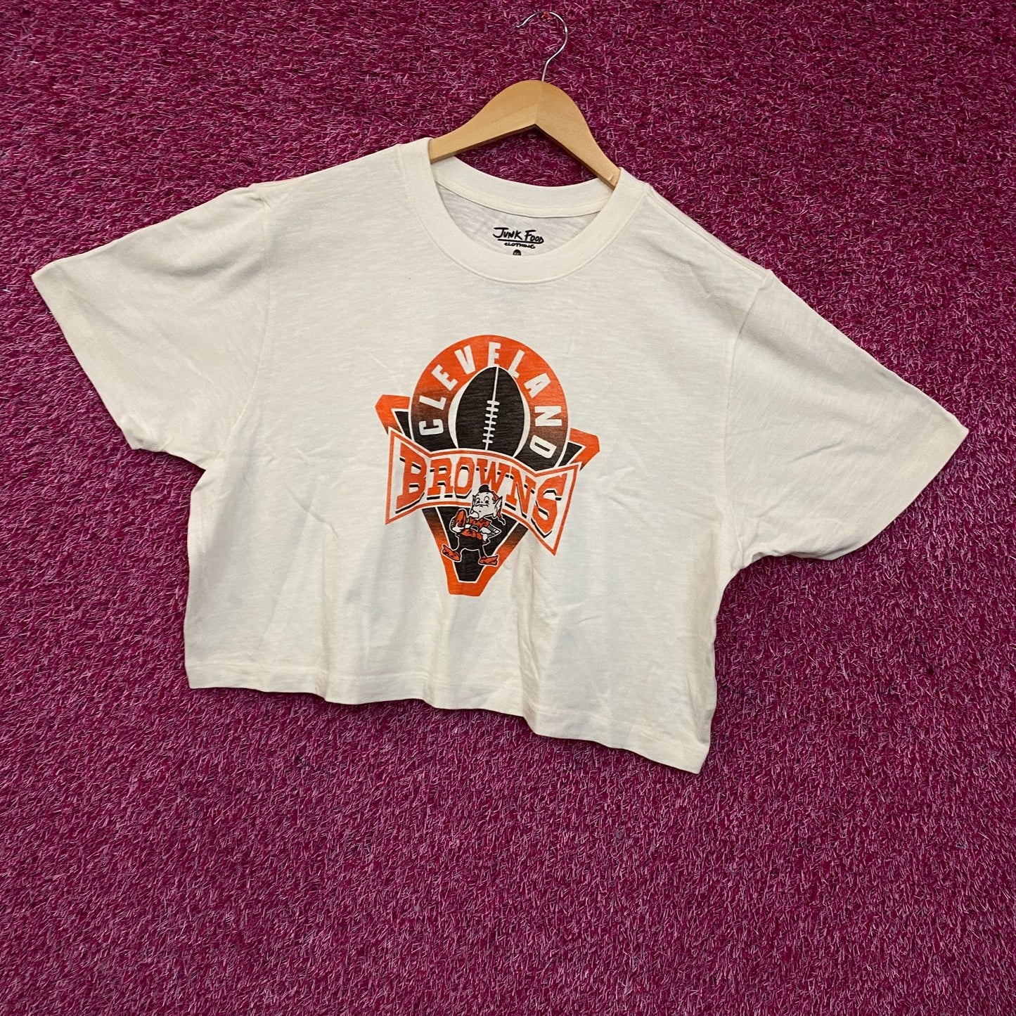 Junk Food Clothing Women's NFL Cleveland Browns Mock Neck Crop Tee 2XL