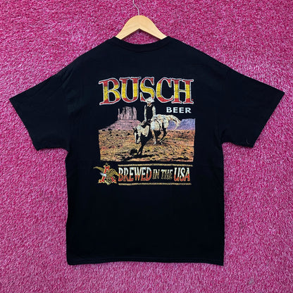 Busch Beer "Brewed in the USA" Cowboy Mustang Busting T-Shirt Large