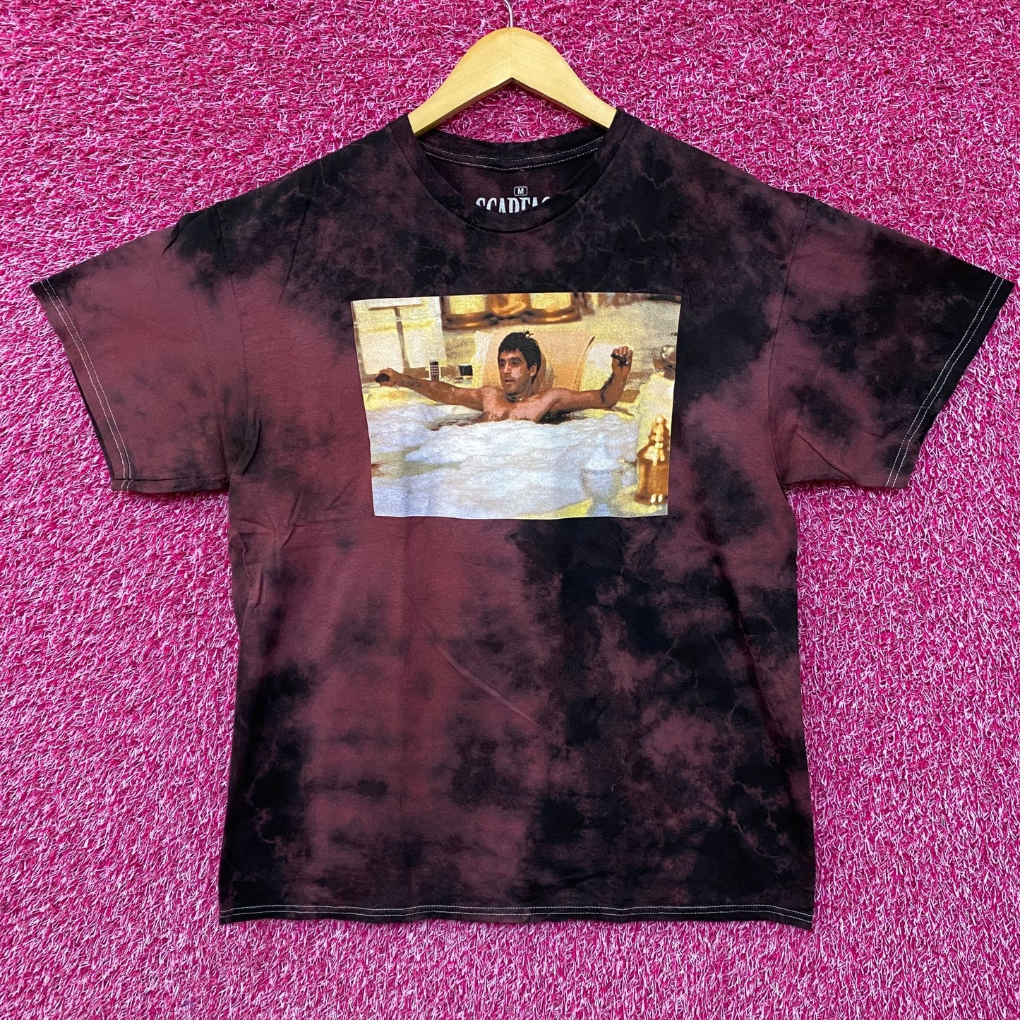 Scareface Tony Montana Maroon Tie Dye T-Shirt Medium