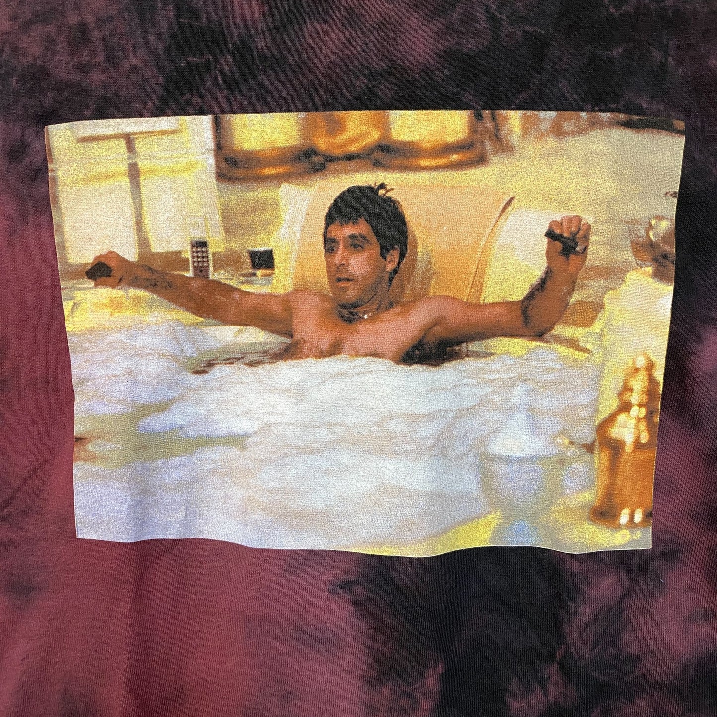 Scareface Tony Montana Maroon Tie Dye T-Shirt Medium