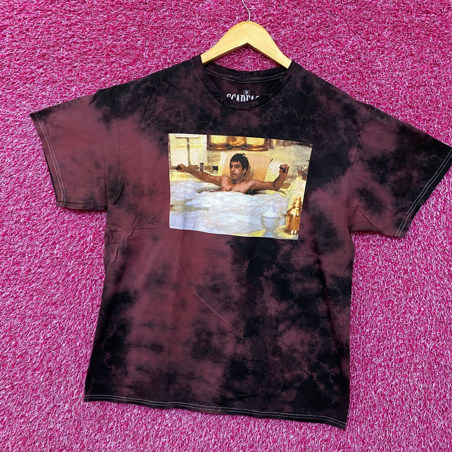 Scareface Tony Montana Maroon Tie Dye T-Shirt Medium