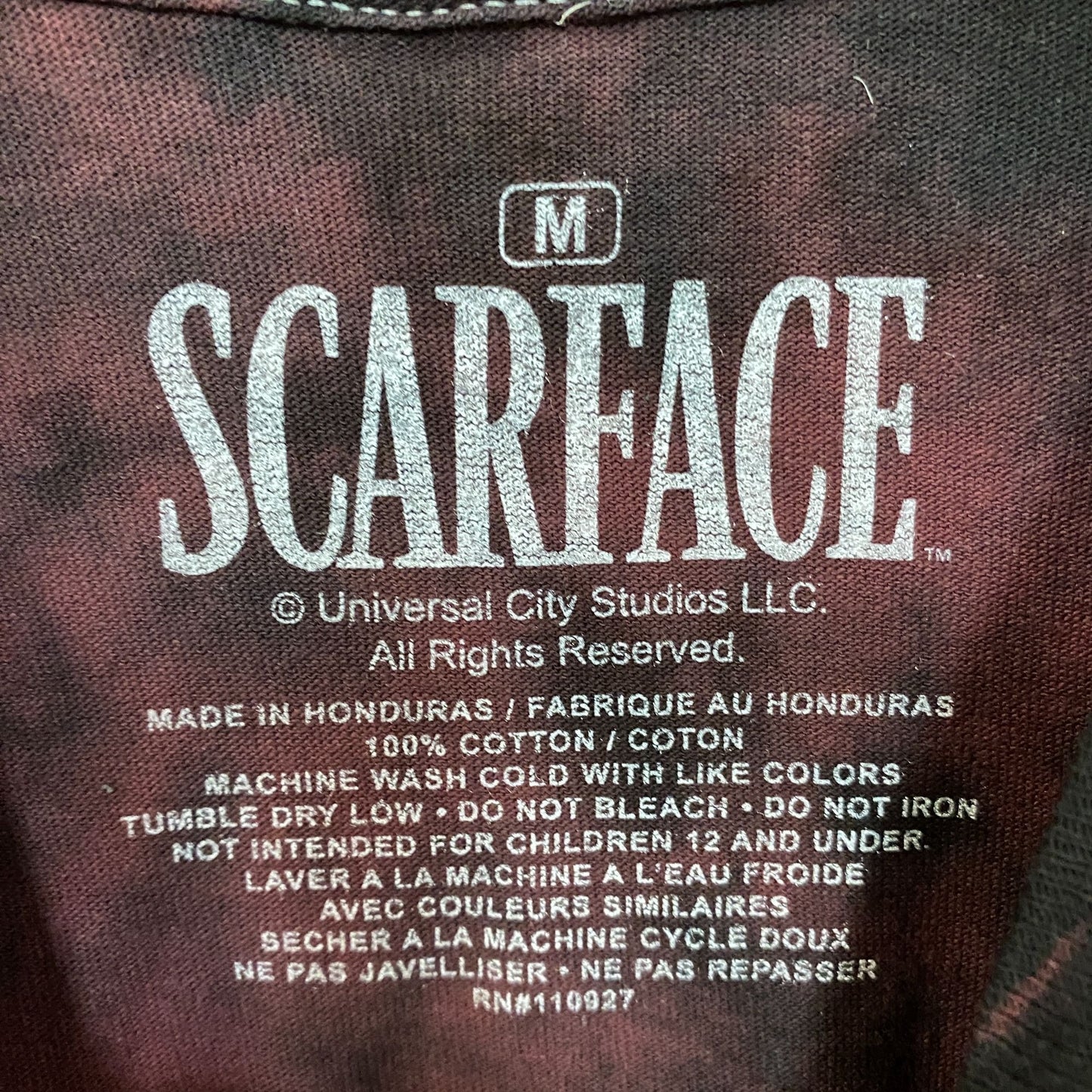 Scareface Tony Montana Maroon Tie Dye T-Shirt Medium