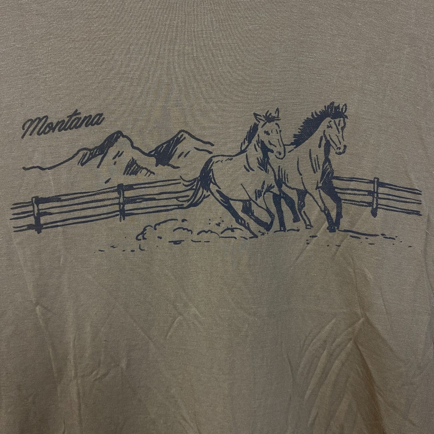 Junk Food Montana Horses Vintage Style Women's Tissue Tee 2XL