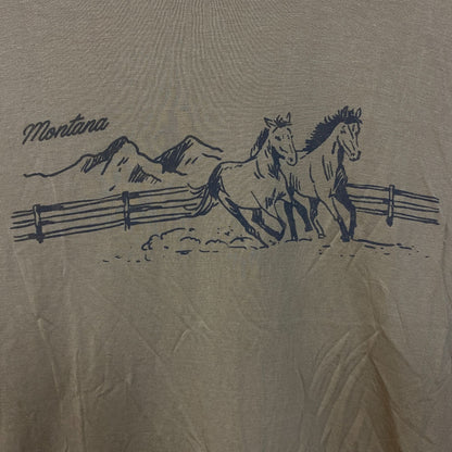 Junk Food Montana Horses Vintage Style Women's Tissue Tee 2XL