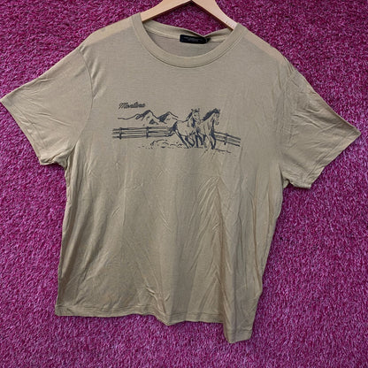 Junk Food Montana Horses Vintage Style Women's Tissue Tee 2XL