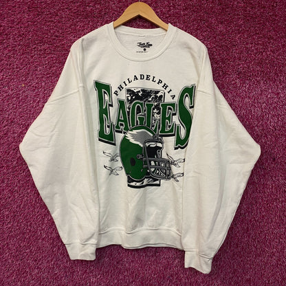 Junk Food Clothing Philadelphia Eagles Throwback Helmet Logo Crewneck Sweatshirt XL