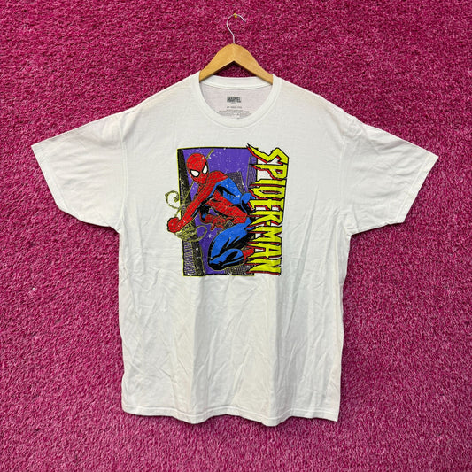 Spiderman Swinging Through The City Neon T-shirt size 2XL